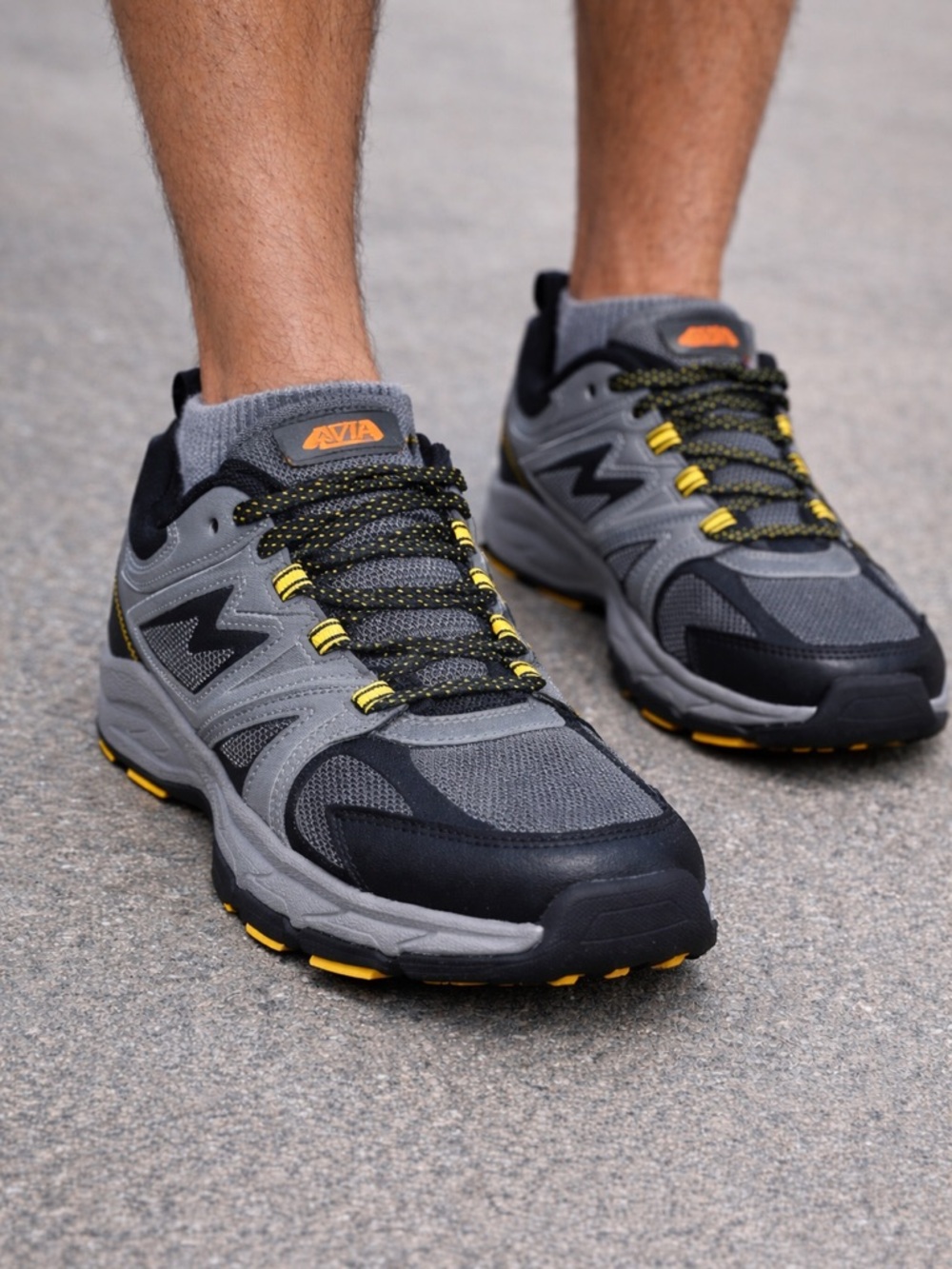 AVIA Trail Running Shoes Gray Black Yellow Men New Lightweight Outdoor